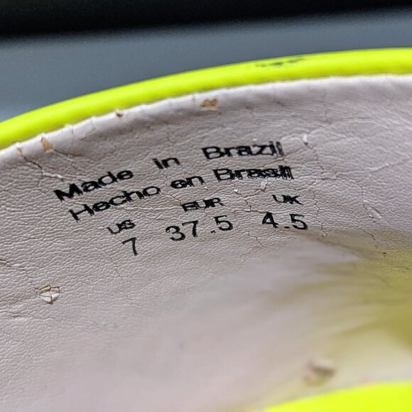 Aldo Neon Yellow Stiletto Mules Size 7 – Made in Brazil - Picture 2 of 6